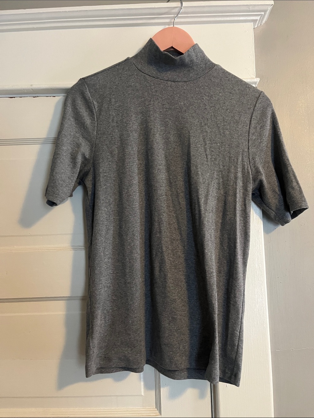 Women's Short Sleeve Mock Neck Shirt - Gray